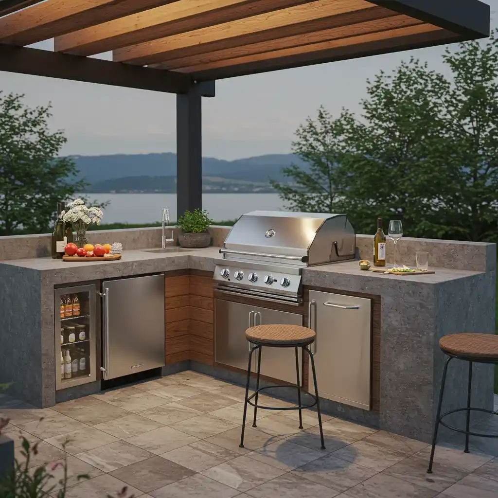 A charming front yard at night, beautifully illuminated with a warm and welcoming landscape lighting scheme.